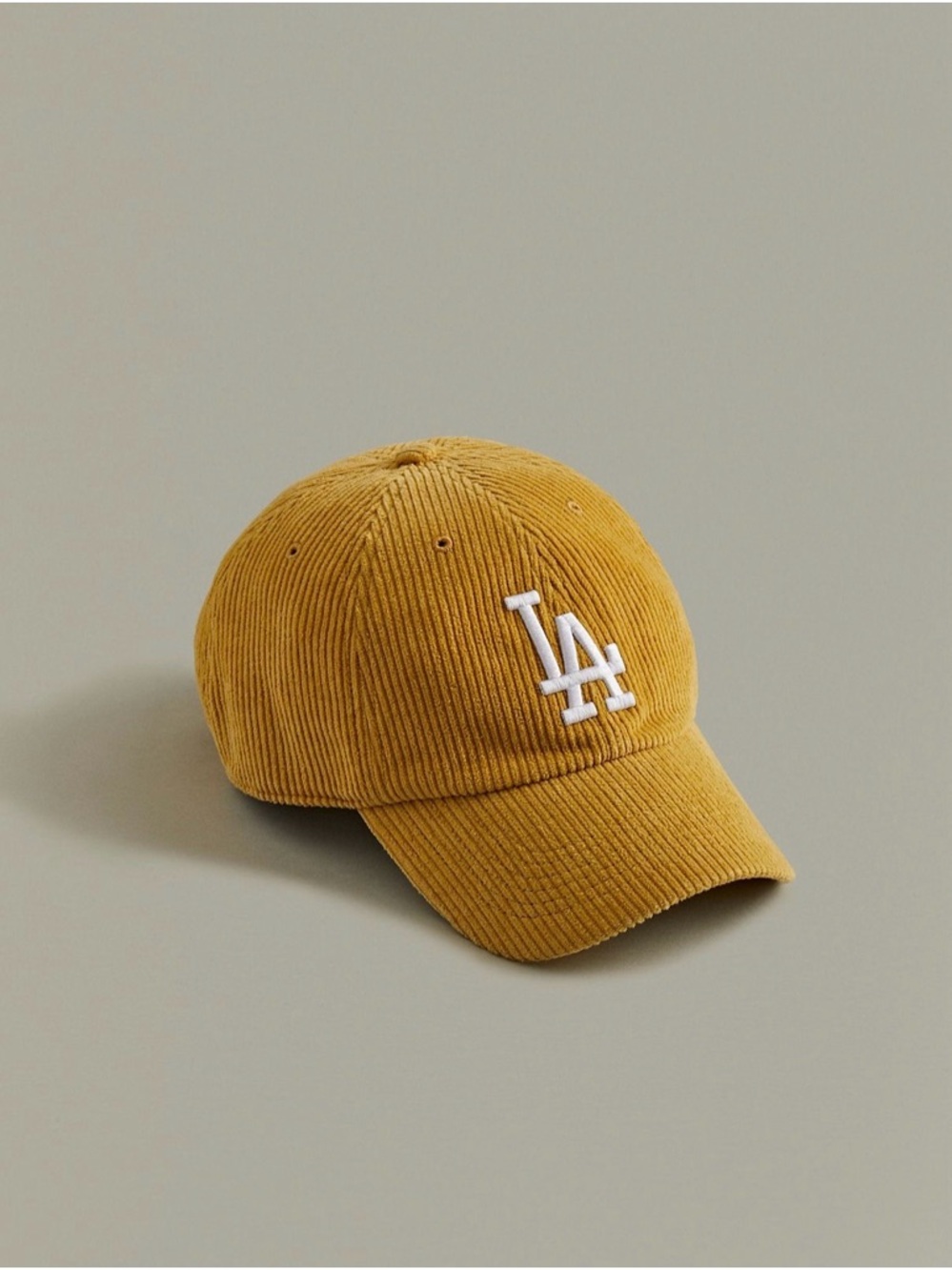 MLB Los Angeles Dodgers Corduroy Baseball Cap in Mustard with White Logo